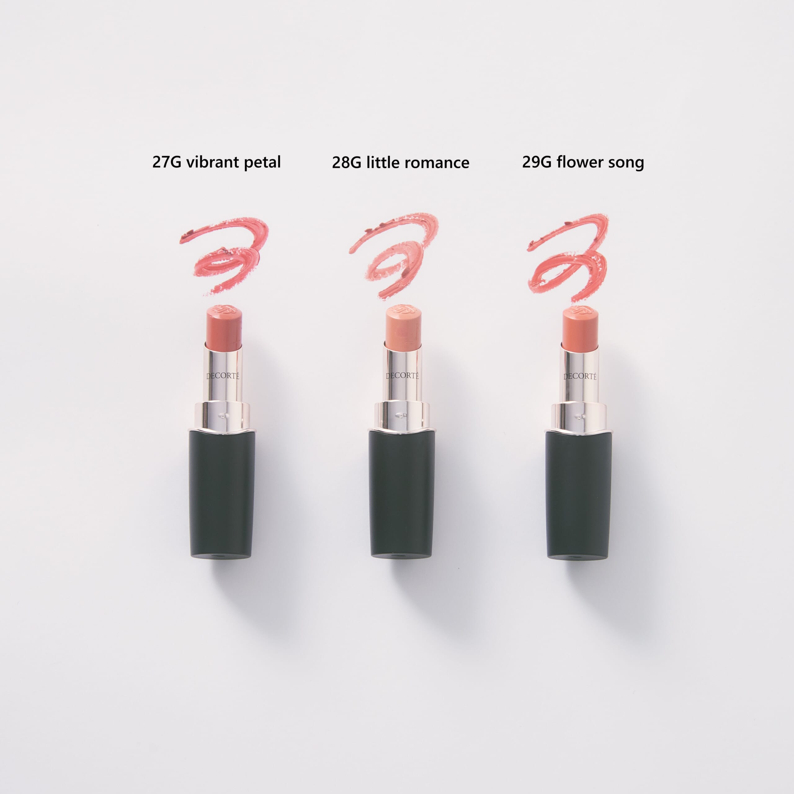 写真左から、【27G vibrant petal】、【28G little romance】、【29G flower song】。