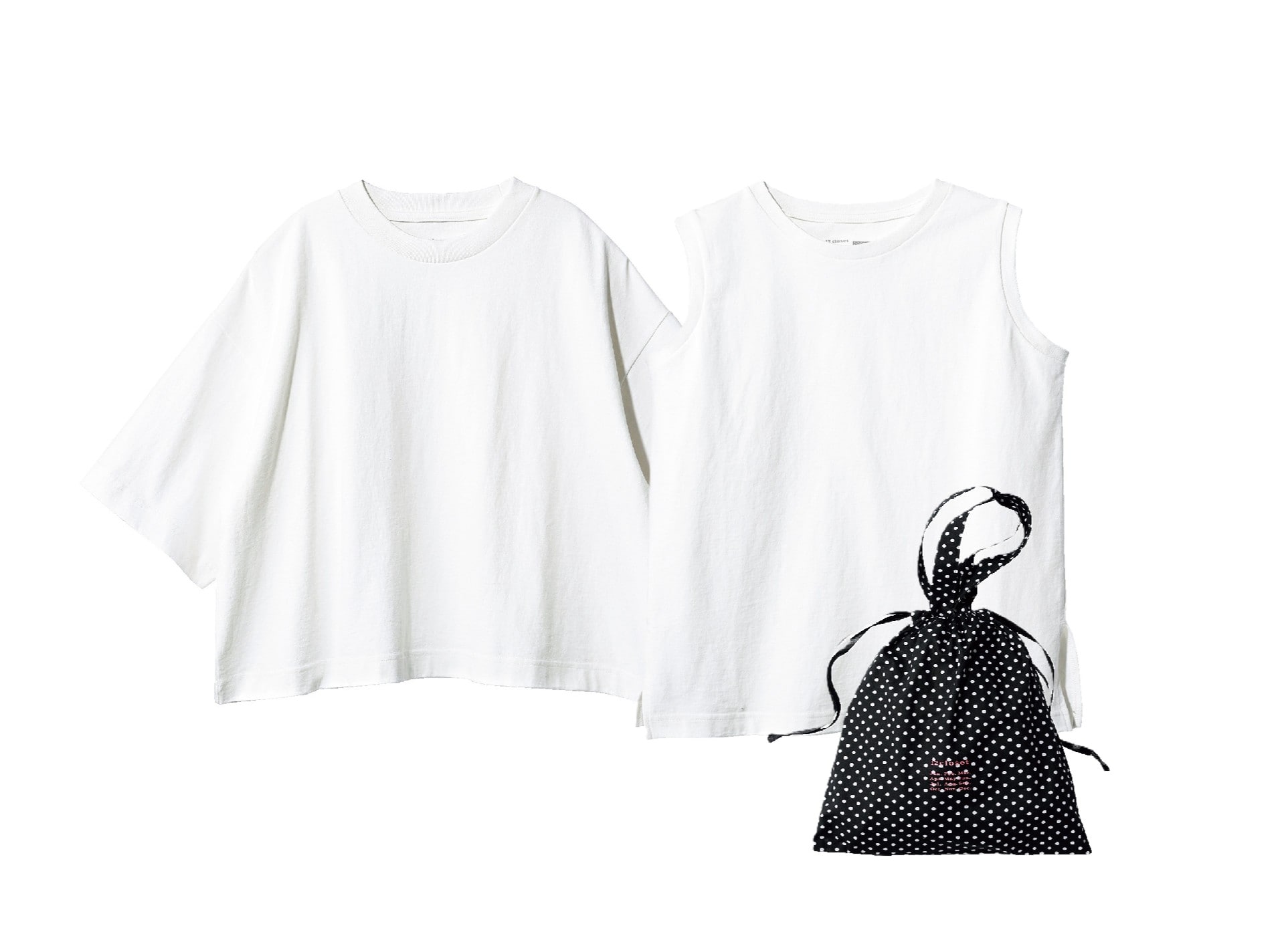 12closet
【洗える】大人に似合う・巾着付き USAコットンワイドTシャツ＆ノースリーブTシャツ