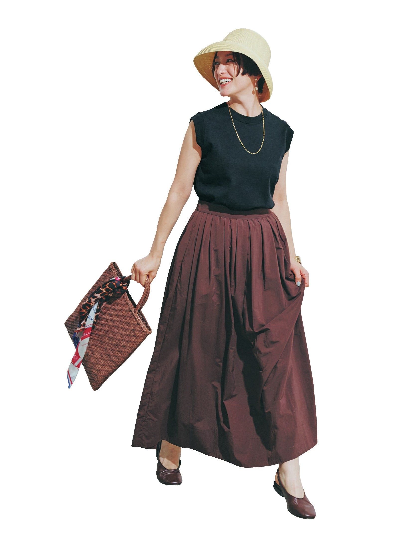 12closet
【洗える】大人に似合う・巾着つき USAコットンノースリーブTシャツ（2枚入り）