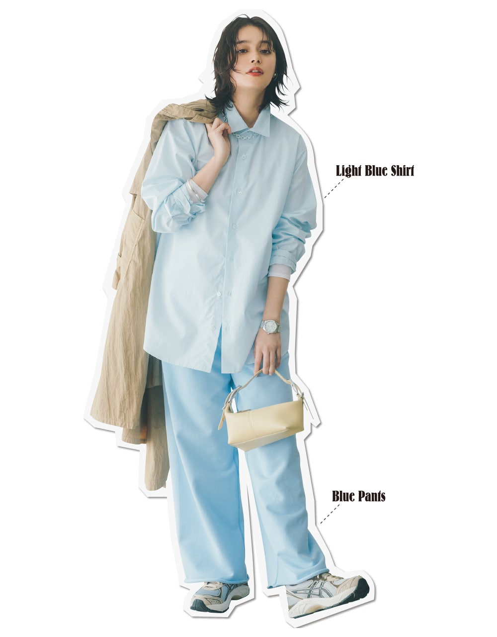 岸本セシルさん ブルーのパンツコーデ