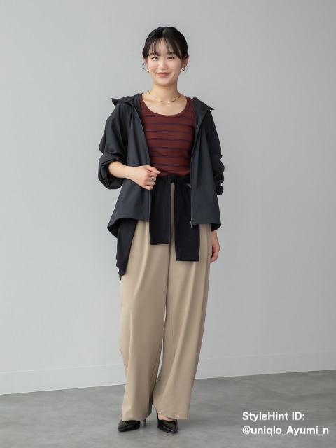 「ポケッタブルUVカットパーカ/NANODESIGN」ブラックを使ったコーデ