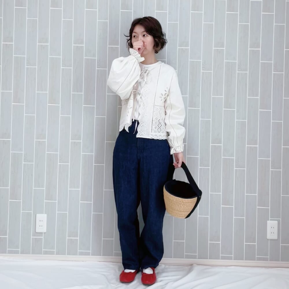 30代前髪なし　パーマ　ショートボブ　インナーカラー