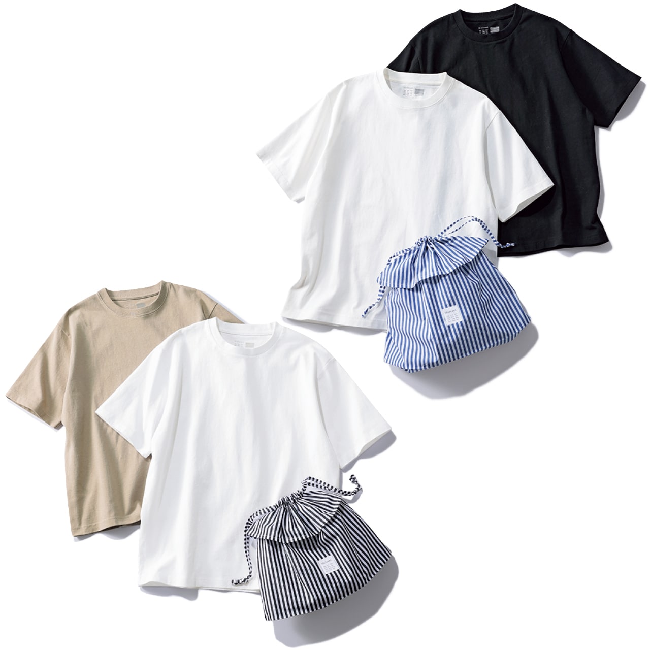 12closet（トゥエルブクローゼット）【洗える】大人に似合う・巾着つき USAコットンTシャツ（2枚入り）