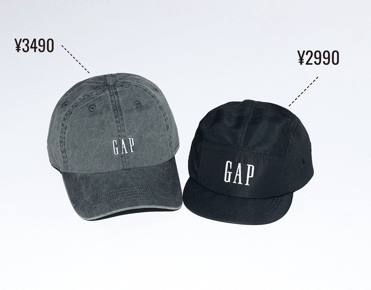 【Gap（ギャップ）】の親子キャップ　（右）¥2990・（左）¥3490