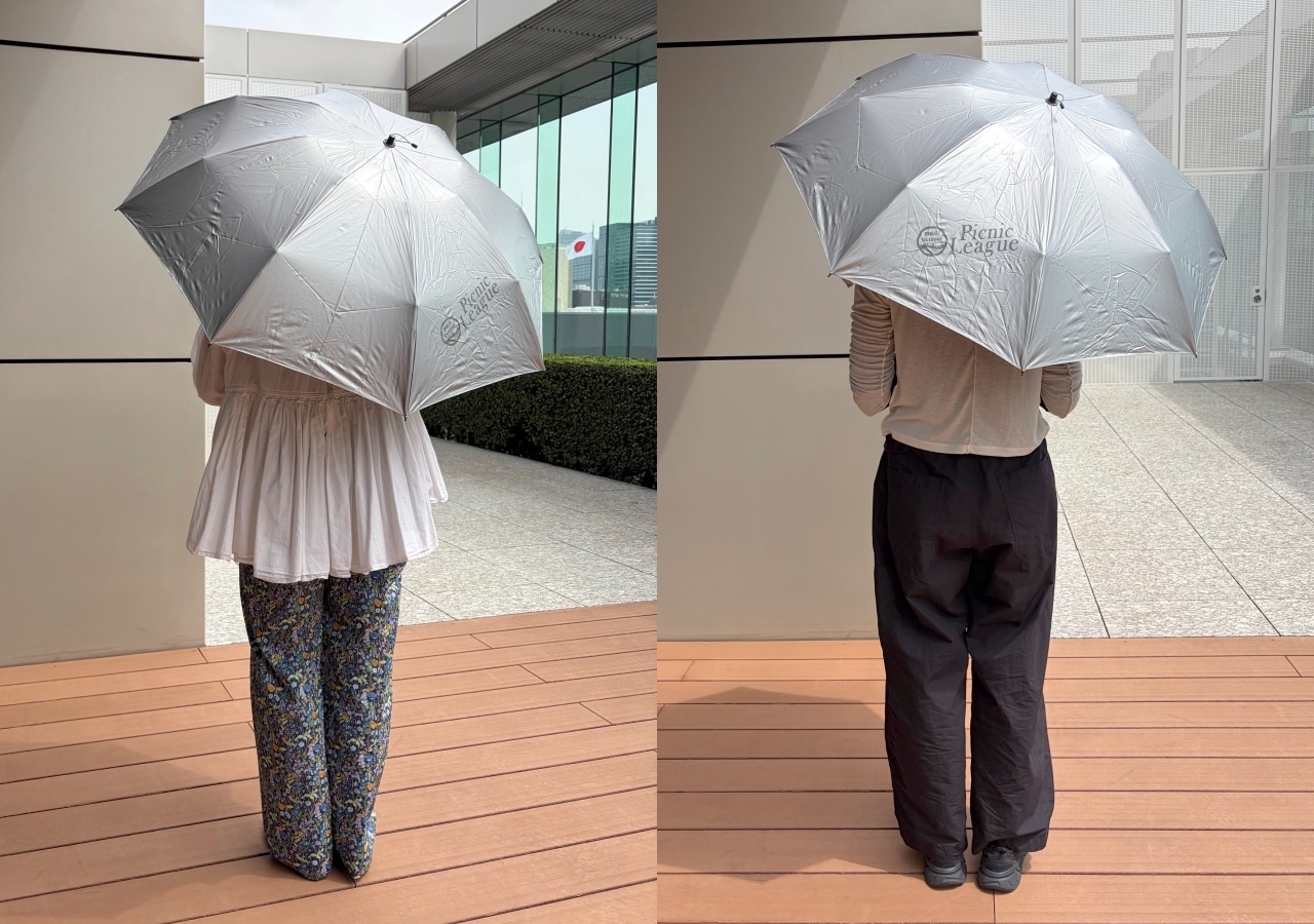 モンベルの日傘サンブロックアンブレラを156cmと170cmのスタッフがお試し