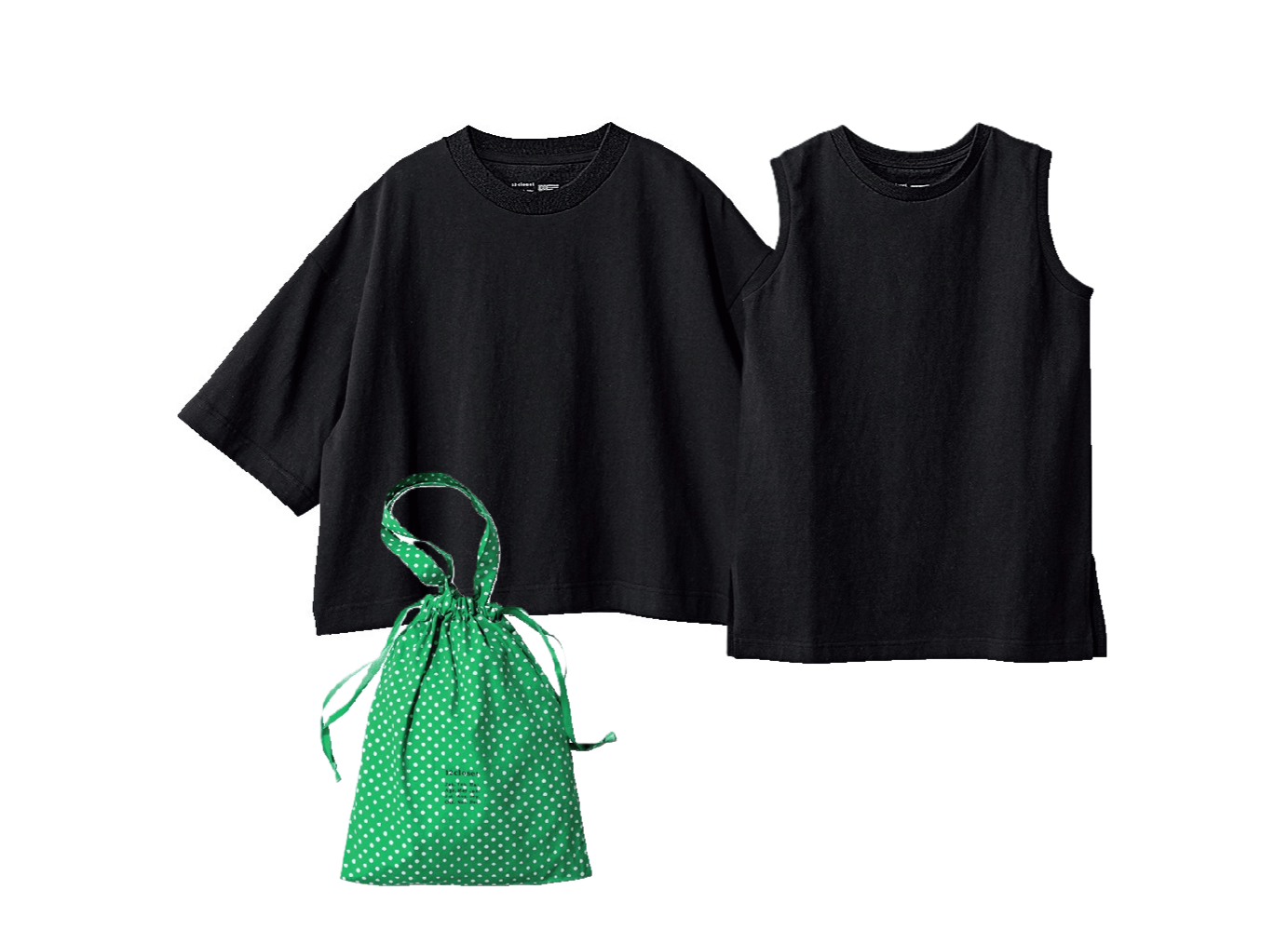 12closet
【洗える】大人に似合う・巾着付き USAコットンワイドTシャツ＆ノースリーブTシャツ