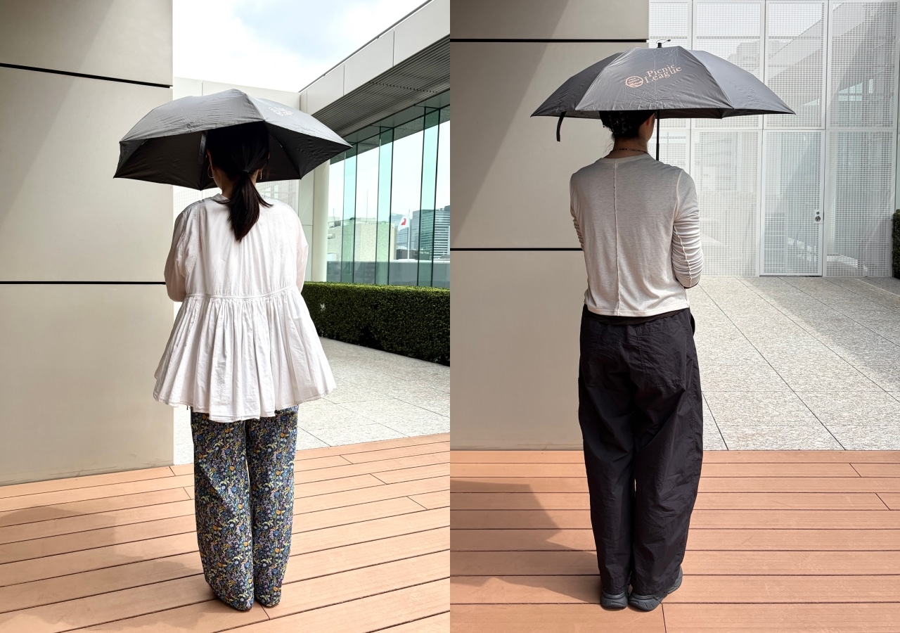 モンベルの日傘トラベルサンブロックアンブレラ50を身長別に比較