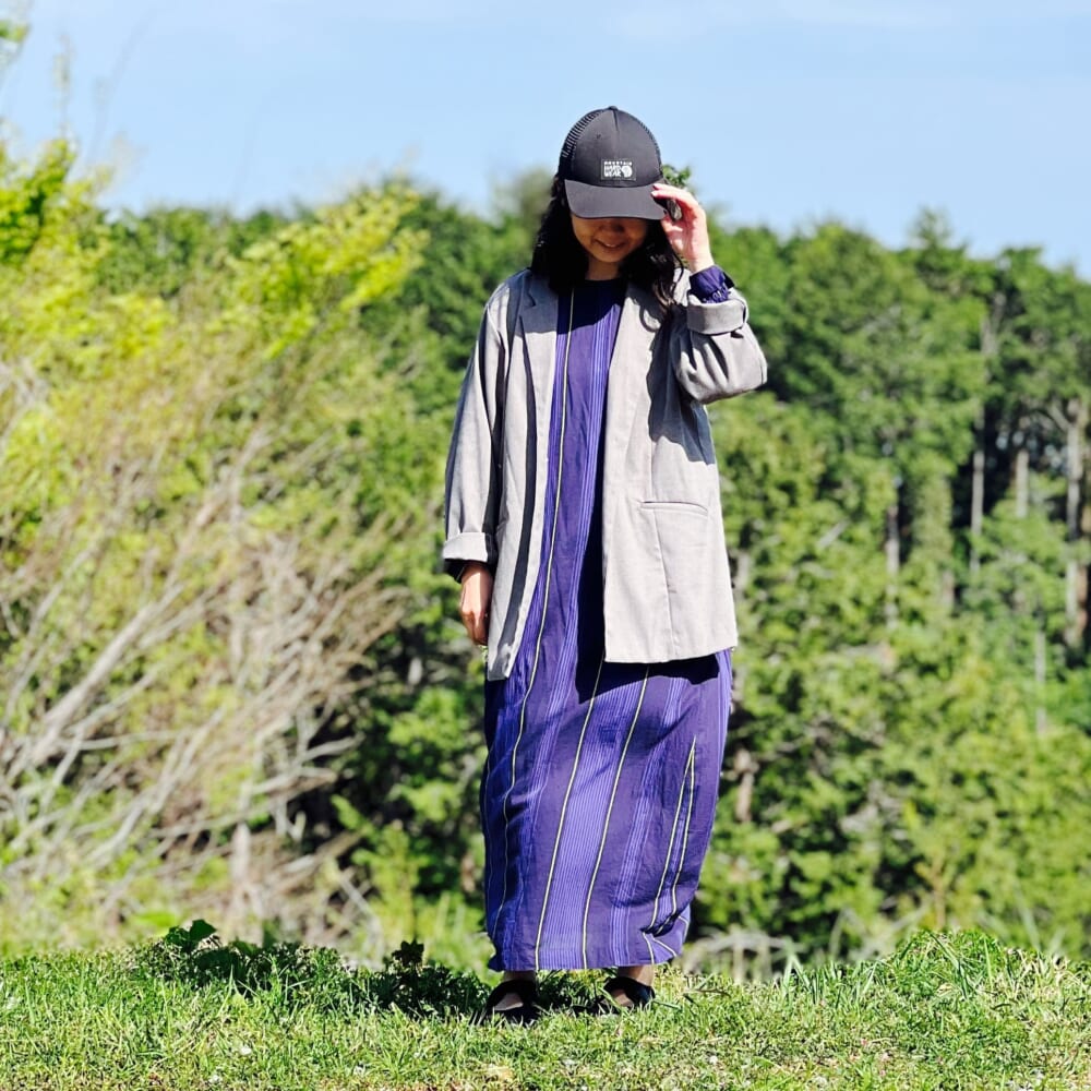 Kastane　カルゼテーラードジャケット
コットンボイルストライプバックツイストドレス　NE QUITTEZ PAS!
