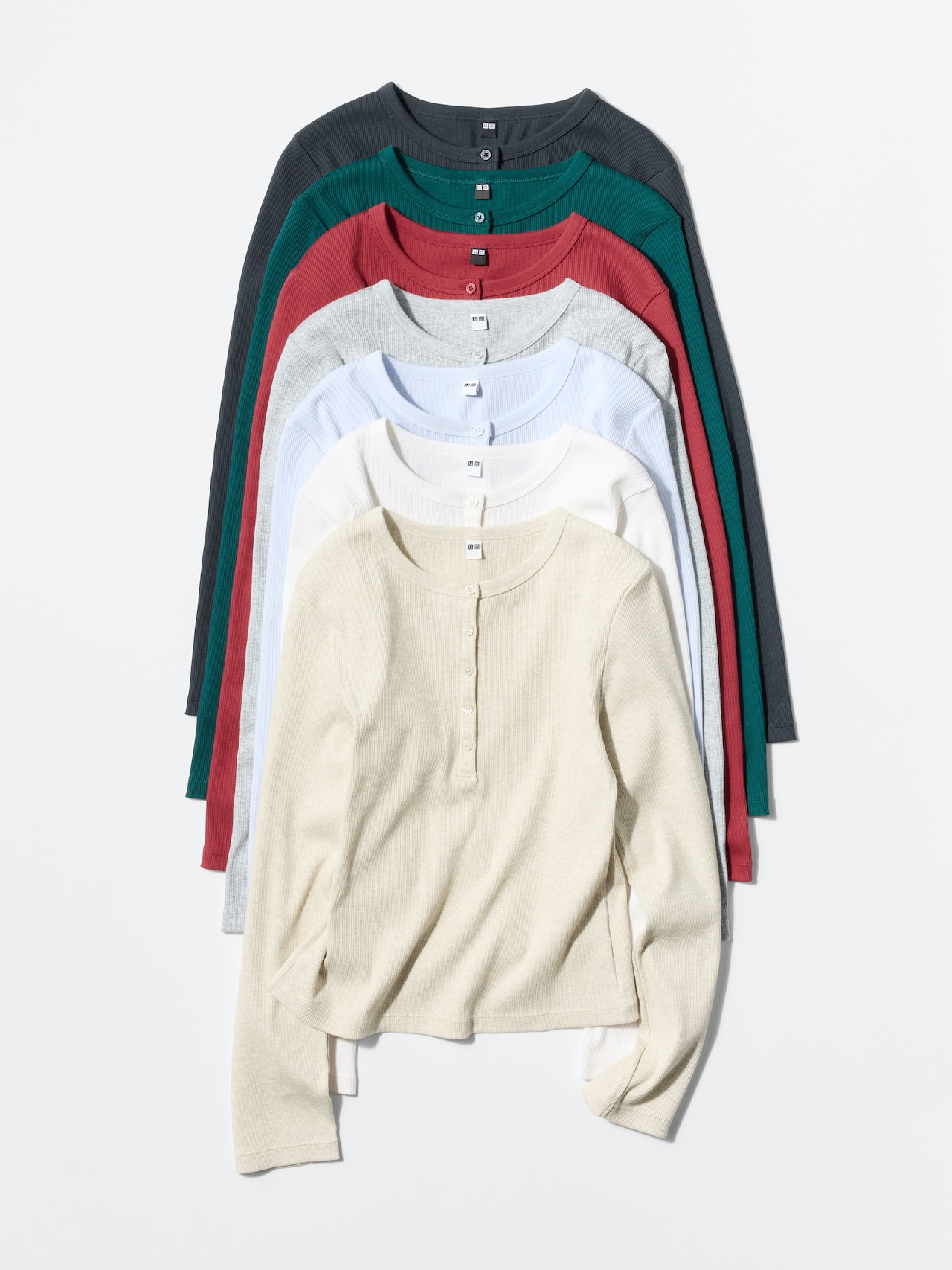 ユニクロ　リブヘンリーネックT/長袖