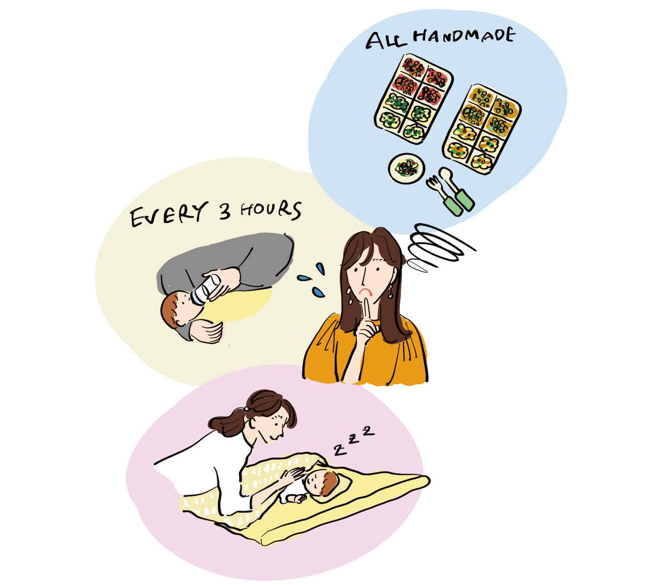 授乳時間に、手作りの離乳食…自分で自分を追い込んでいたイラスト