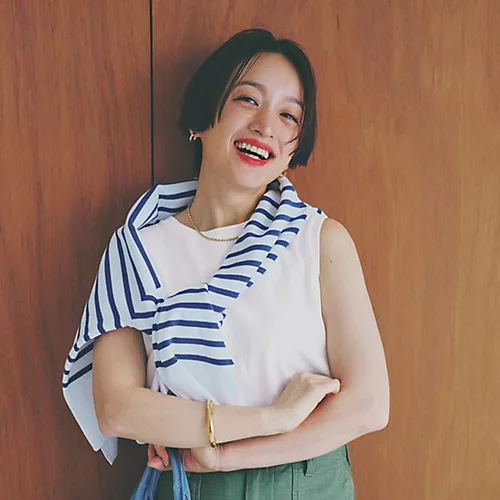 12closet【洗える】大人に似合う・巾着付き USAコットンワイドTシャツ＆ノースリーブTシャツ