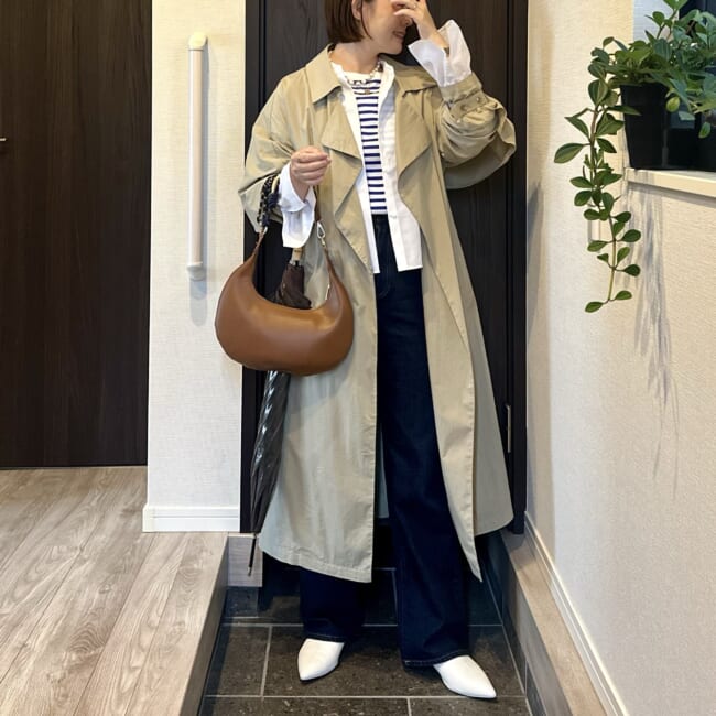 30代ママの春の雨の日コーデ