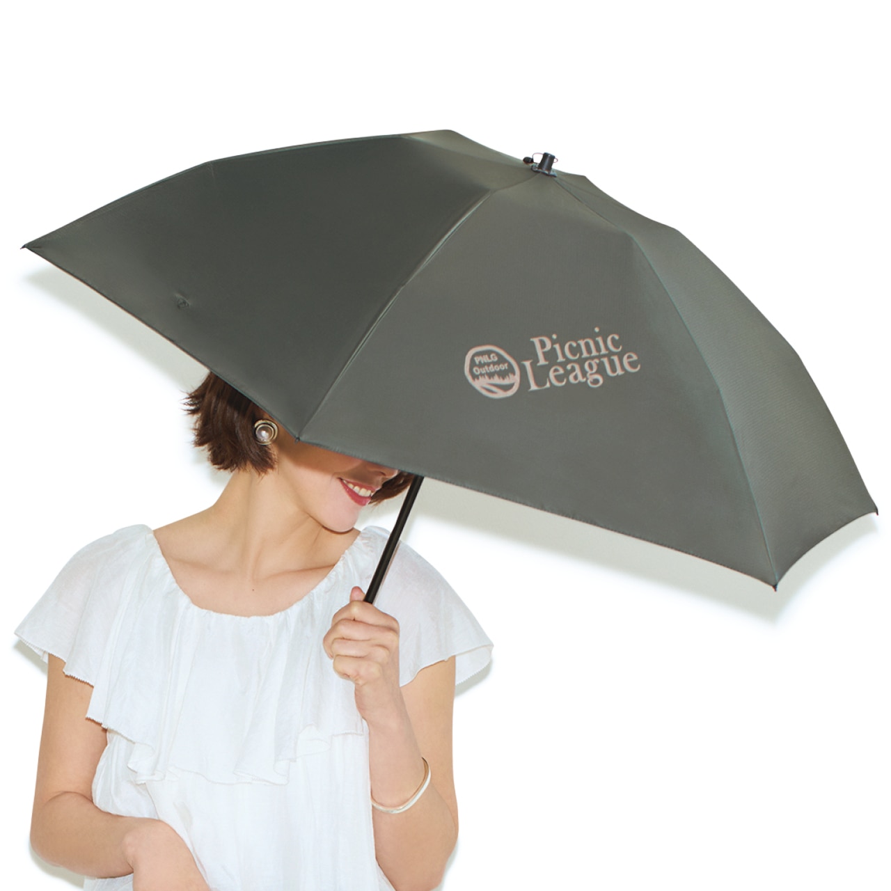 20th Anniv. LEE限定 mont-bell(モンベル)【UVカット】【晴雨兼用】【LEEマルシェ20th別注】Picnic Leagueロゴ入りトラベルサンブロックアンブレラ50