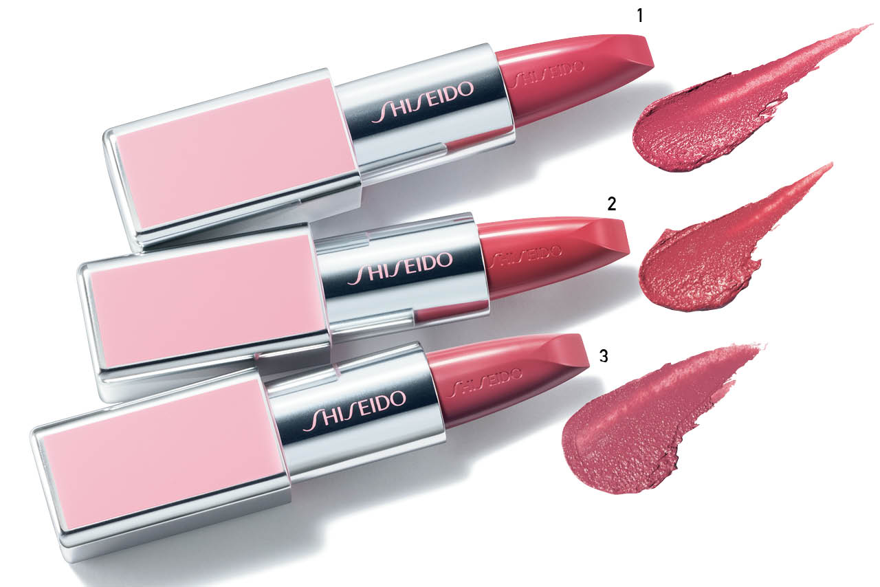 1.テクノサテン ジェルリップスティック LE01・2.同 LE03・3.同 LE04（各）￥4400／SHISEIDO（5/1限定発売）