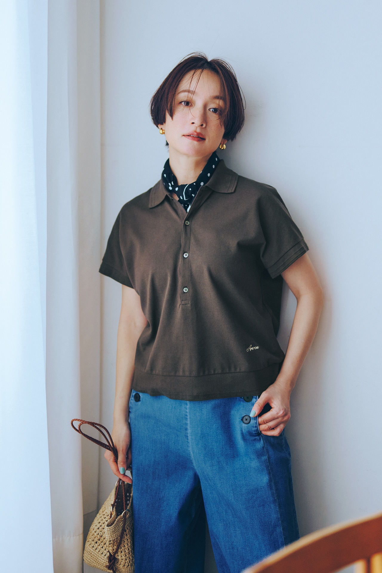 高山都さんのAmericana（アメリカーナ）【洗える】ギザンディーカノコPOLO裾リブのコーデ