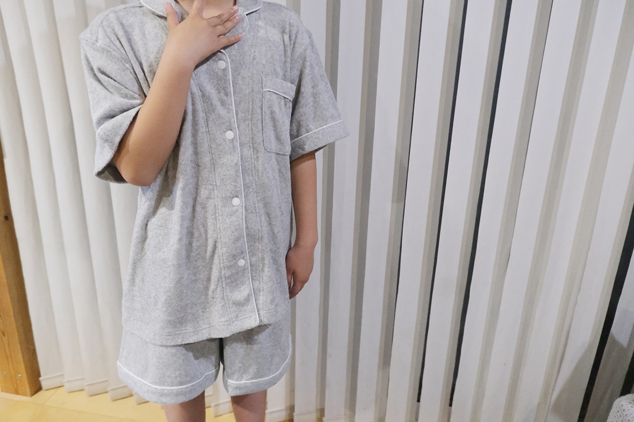婦人　着るタオル　両面パイル　半袖パジャマ　使用シーン