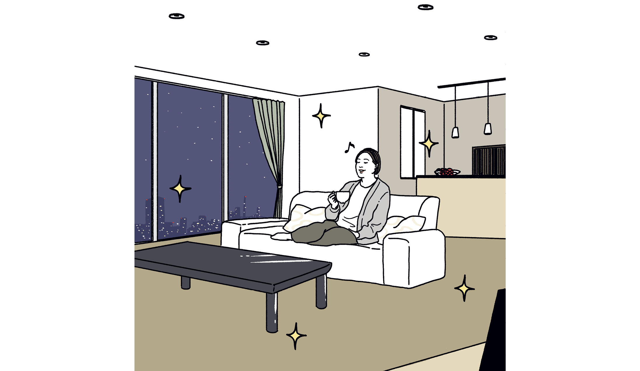 100㎡以上、家賃30万円超のマンションに住むイラスト