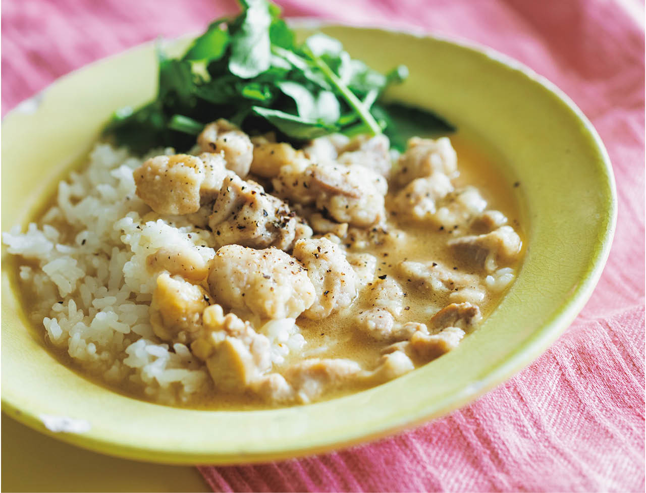 鶏もも肉のレモンバターかけごはん