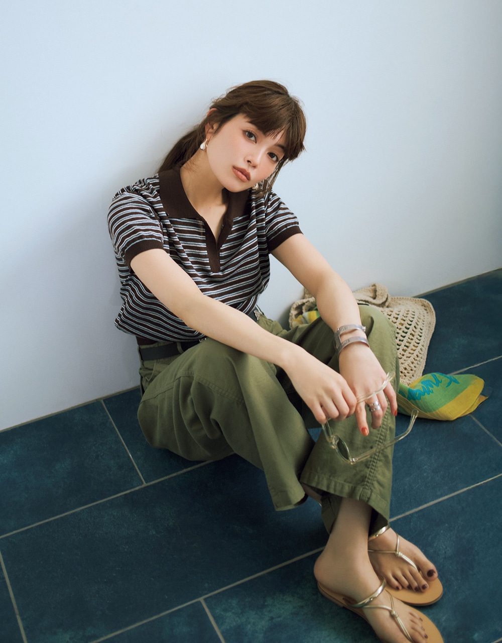 【FLEK（フレック）】のポロトップス　コーデ　垣内彩未さん