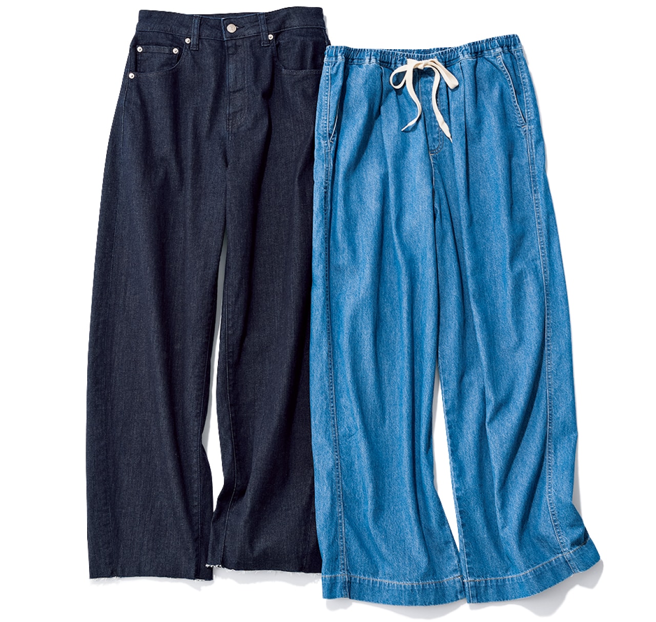 パンツ¥4950/クロスプラス(クロス ファンクション)とパンツ¥9990/アンフィーロ