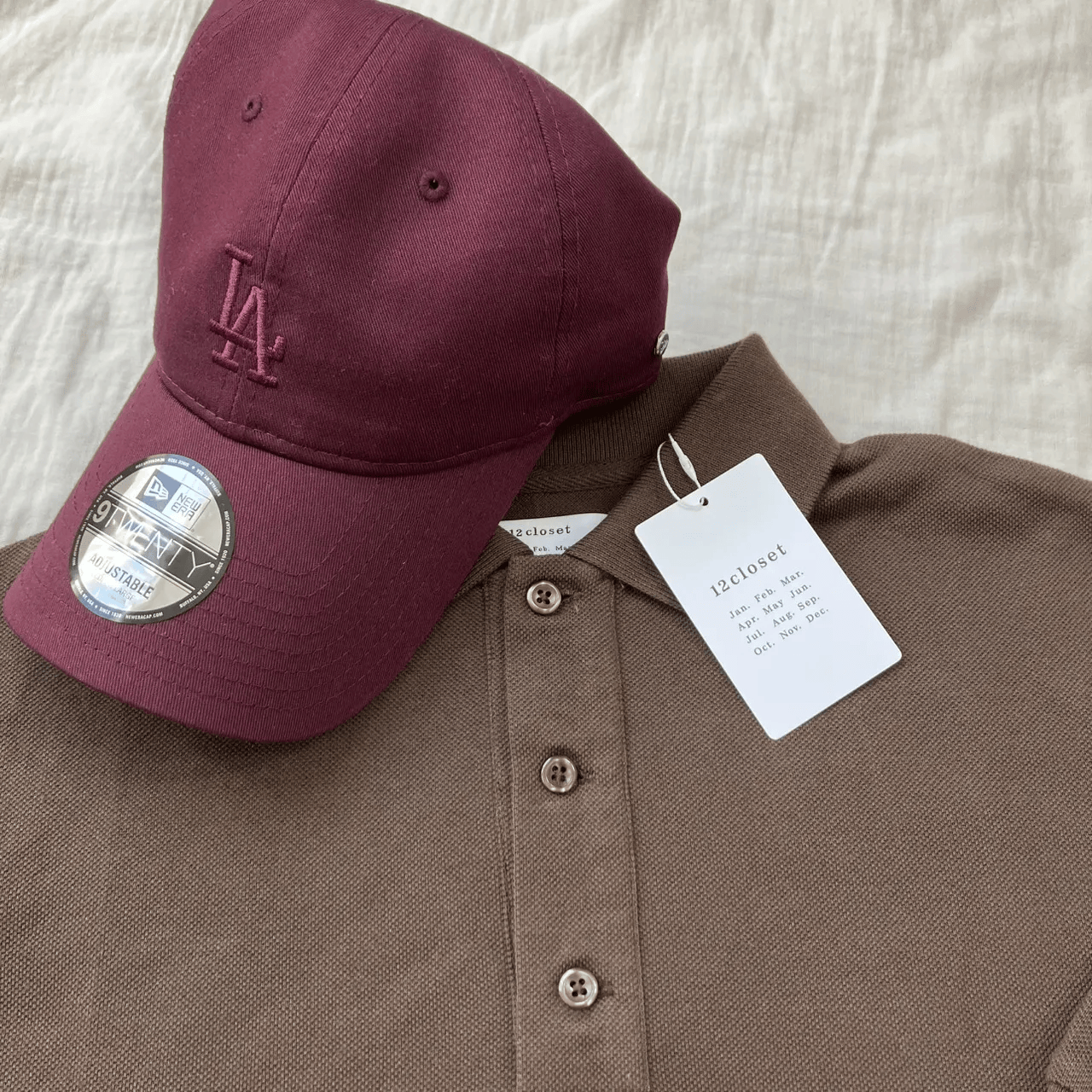 NEW ERA×suadeo「別注 NEW ERA 9TWENTY/Long Visor Cloth strap Los Angeles Dodgers CAP」、12closet「鹿の子ポロワンピース」