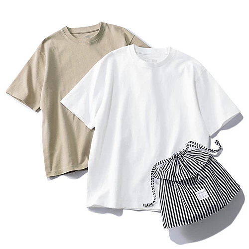 12closet
【洗える】大人に似合う・巾着つき USAコットンTシャツ(2枚入り)