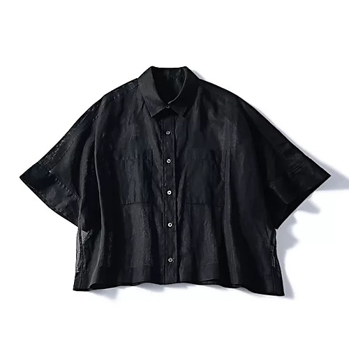 LEEマルシェのMICA&DEALのシアー半袖シャツブラック