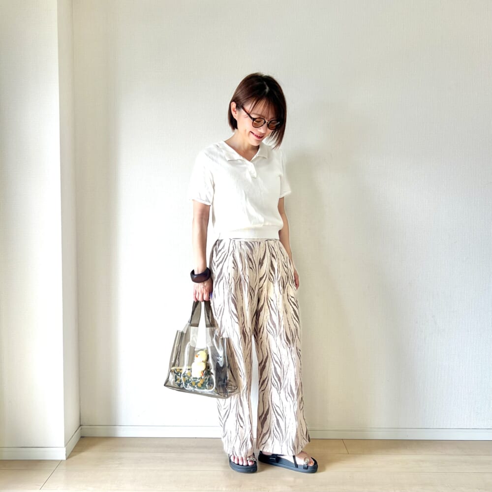 まねっこコーデ ファッション 6月号 ポロシャツ 柄パンツ