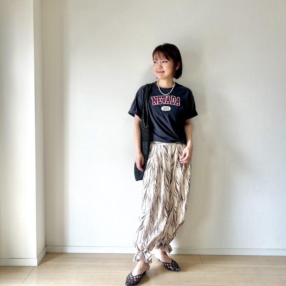 まねっこコーデ ファッション 6月号 Tシャツ 柄パンツ