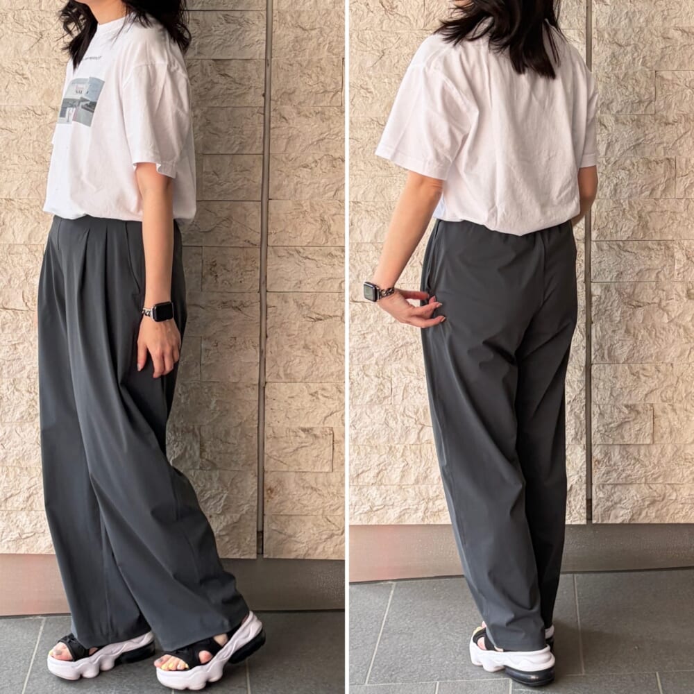 ユニクロ　アクティブストレッチワイドパンツ　40代