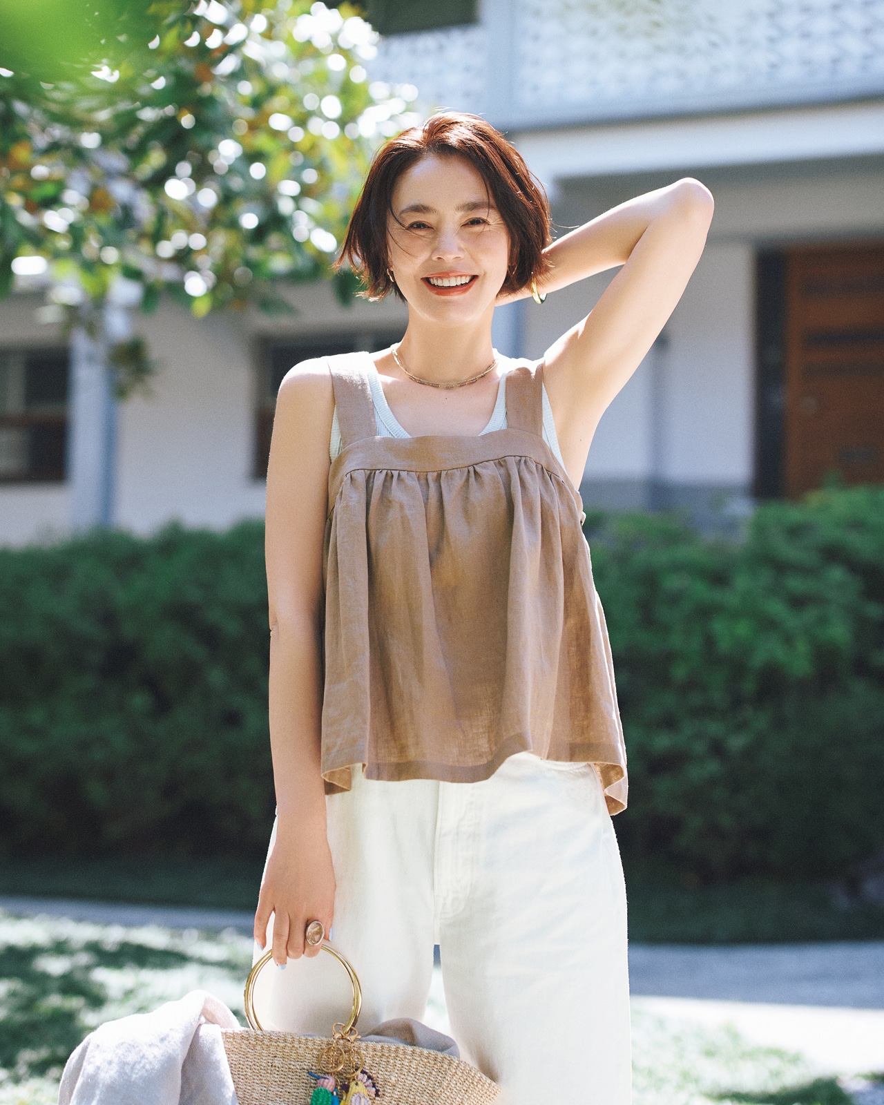 浅見れいなさんの12closet（トゥエルブクローゼット）【洗える】ヨーロピアンリネンキャミソールのコーデ