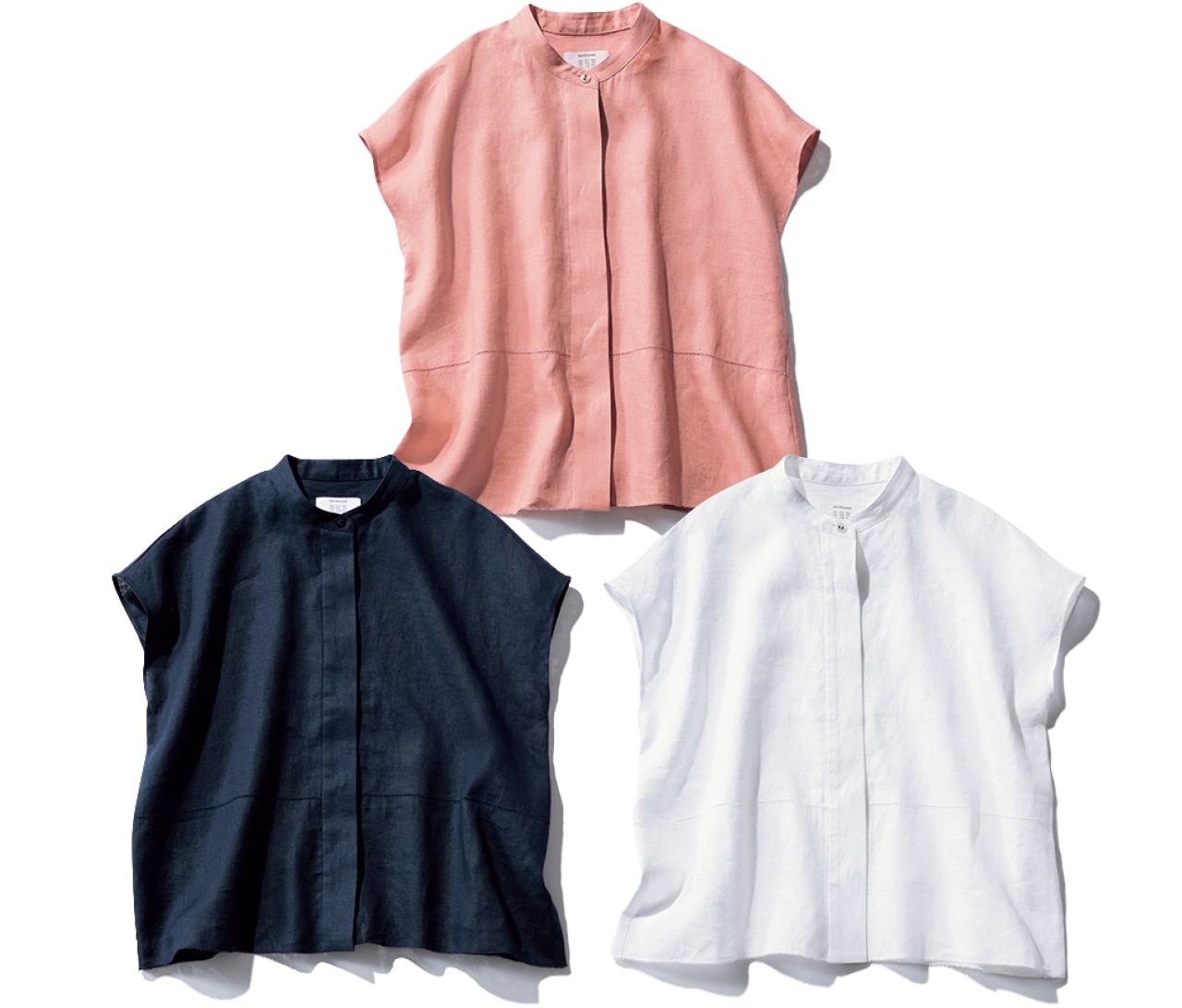 12closet（トゥエルブクローゼット）【洗える】ヨーロピアンリネンバンドカラーブラウス