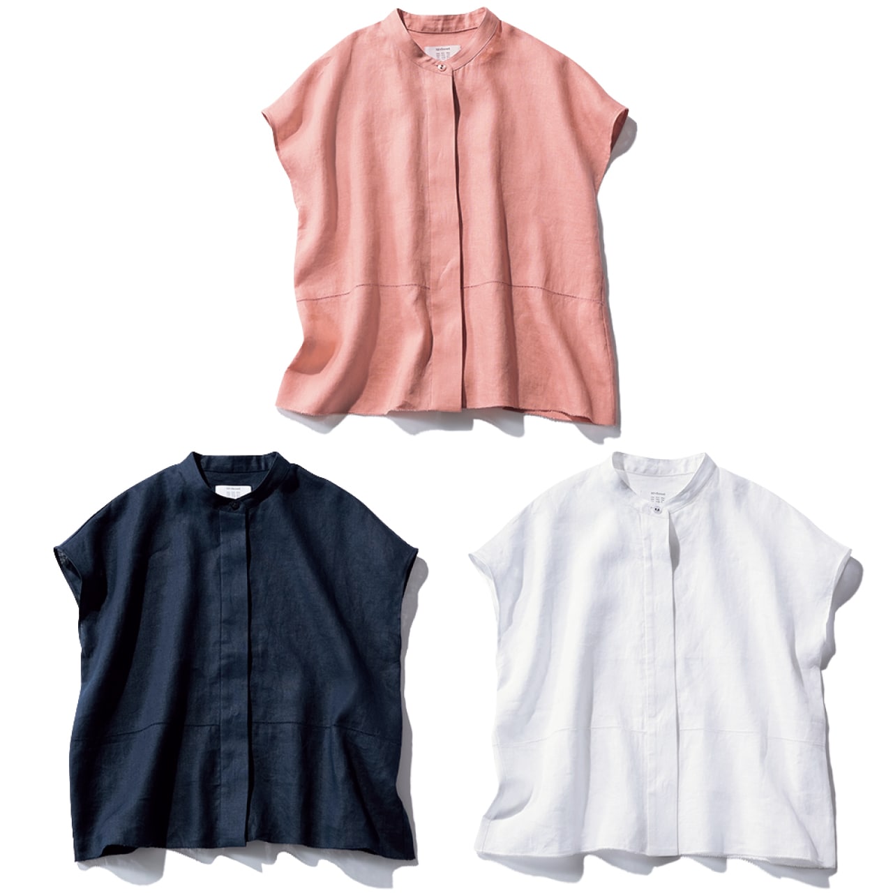 12closet（トゥエルブクローゼット）【洗える】ヨーロピアンリネンバンドカラーブラウス