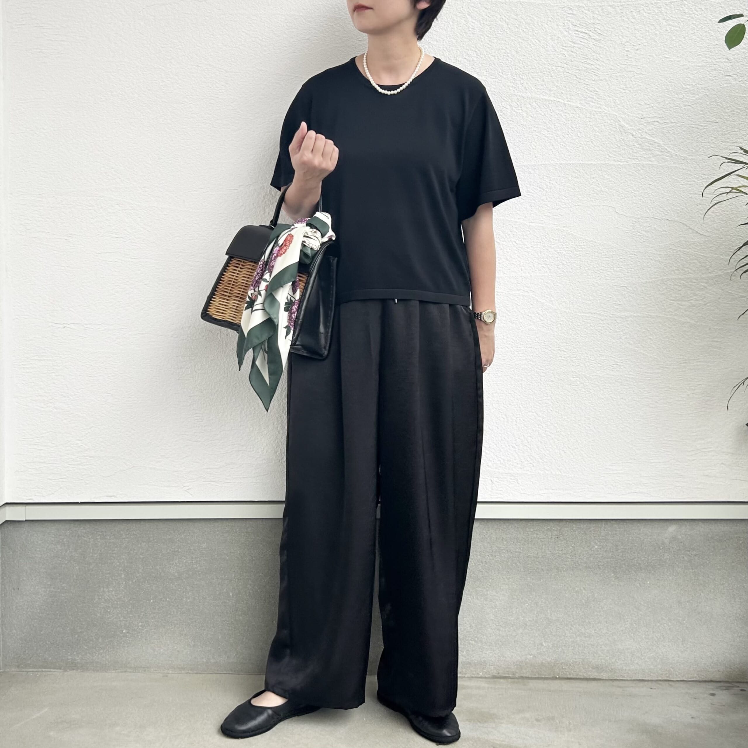 ユニクロC ボクシーニットT コーデ