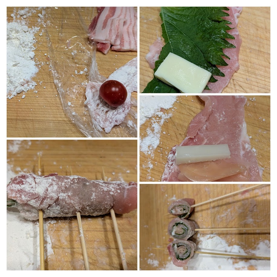 串カツ　仕込み　肉巻き