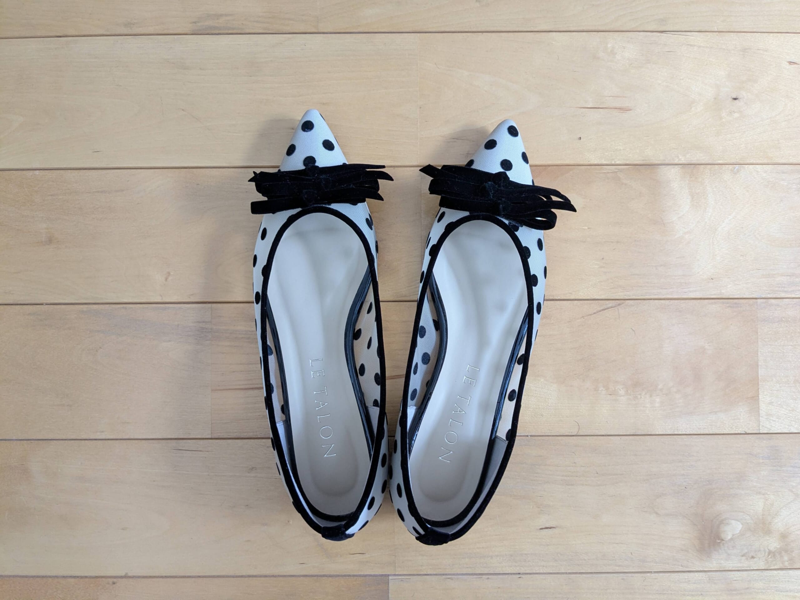 LE TALONポインテッドチュールメニーリボンフラット