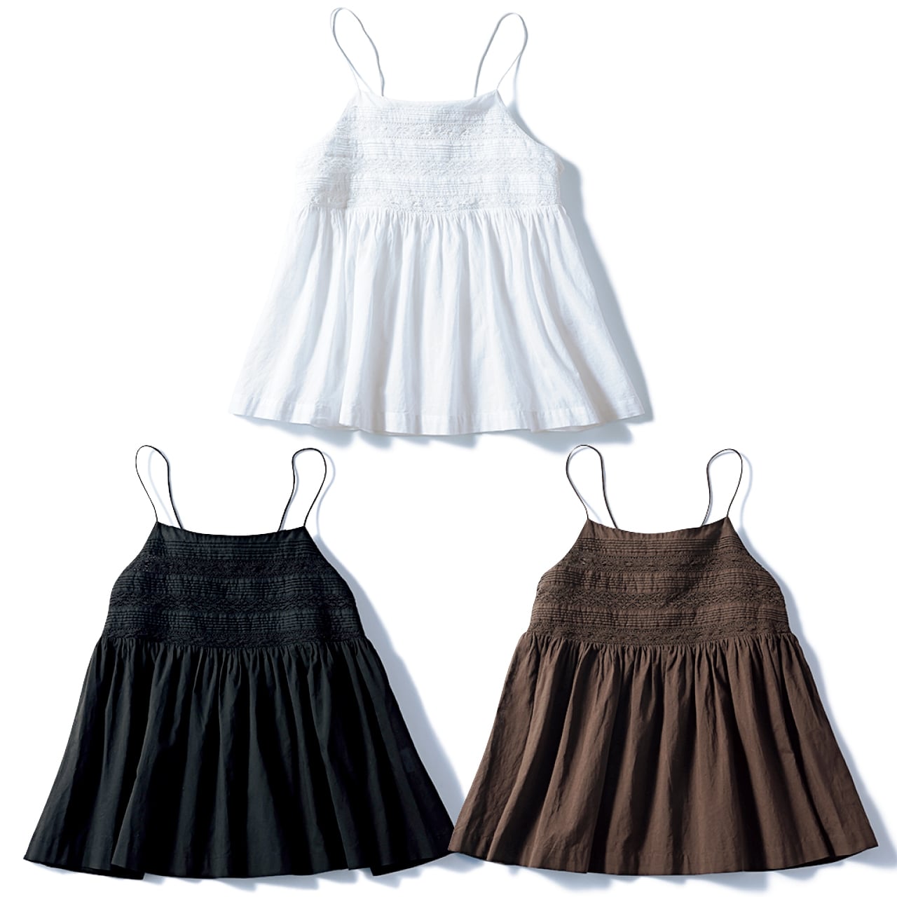 12closet(トゥエルブクローゼット)【洗える】インドコットンレース切り替えキャミソール