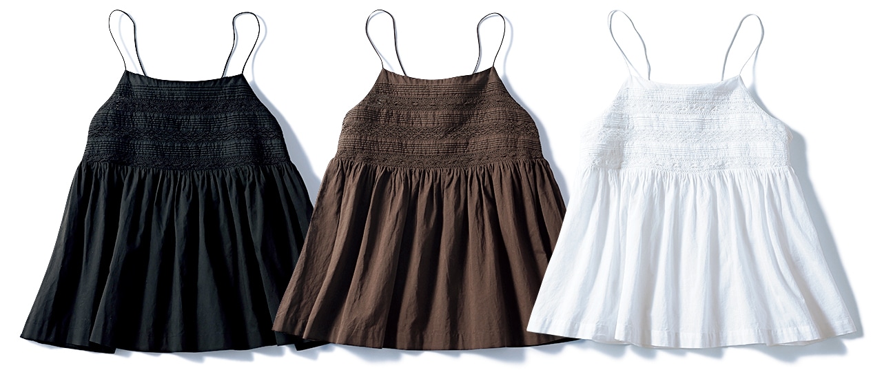12closet(トゥエルブクローゼット)【洗える】インドコットンレース切り替えキャミソール