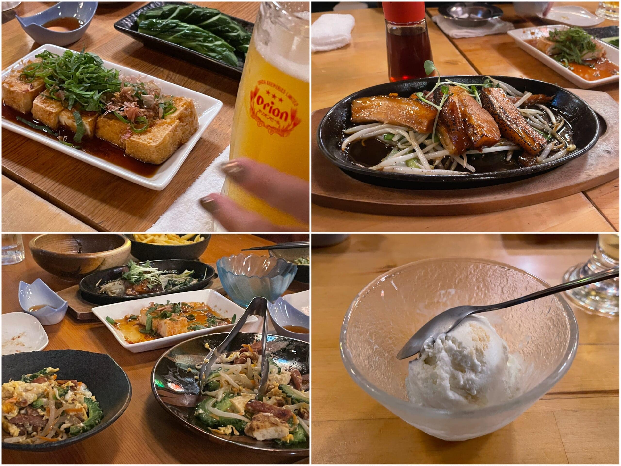 沖縄料理のお店での歓送迎会の様子
