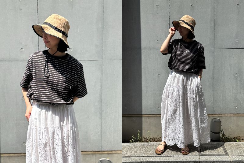 汗じみ軽減Tシャツ　おしゃれボーダー　LEEマルシェ　12closet　ハイクハット　ザ・ノース・フェイス