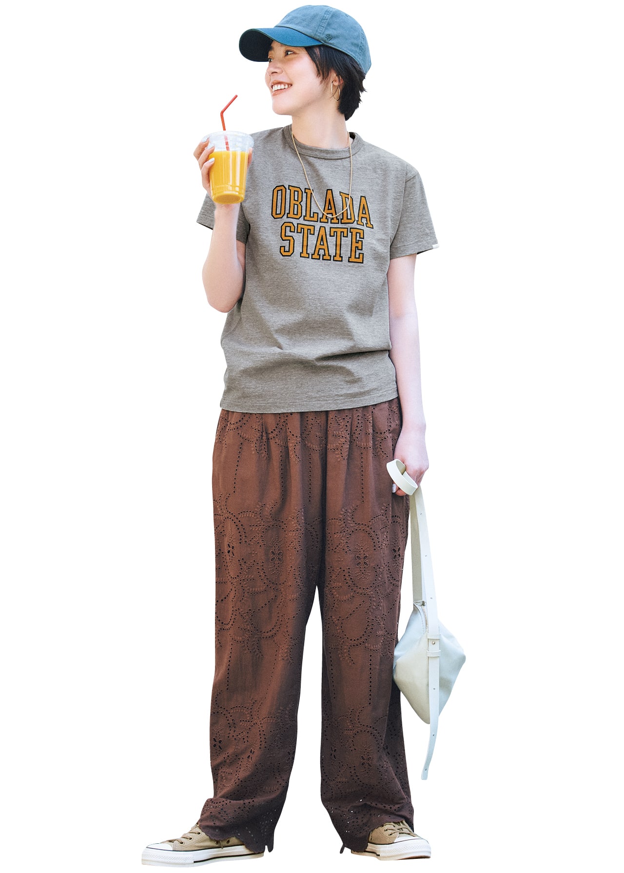 浅見れいなさんのOblada（オブラダ） 【洗える】STATE TEEとne Quittez pas（ヌキテパ）【洗える】Cotton Voile Lupine Cifre Pantsのコーデ