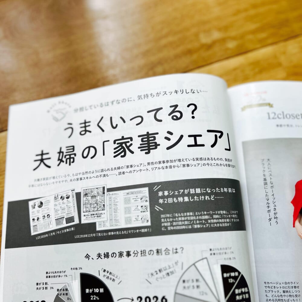 うまくいってる？夫婦の「家事シェア」 LEE2026年7月号　レビュー　100人隊
