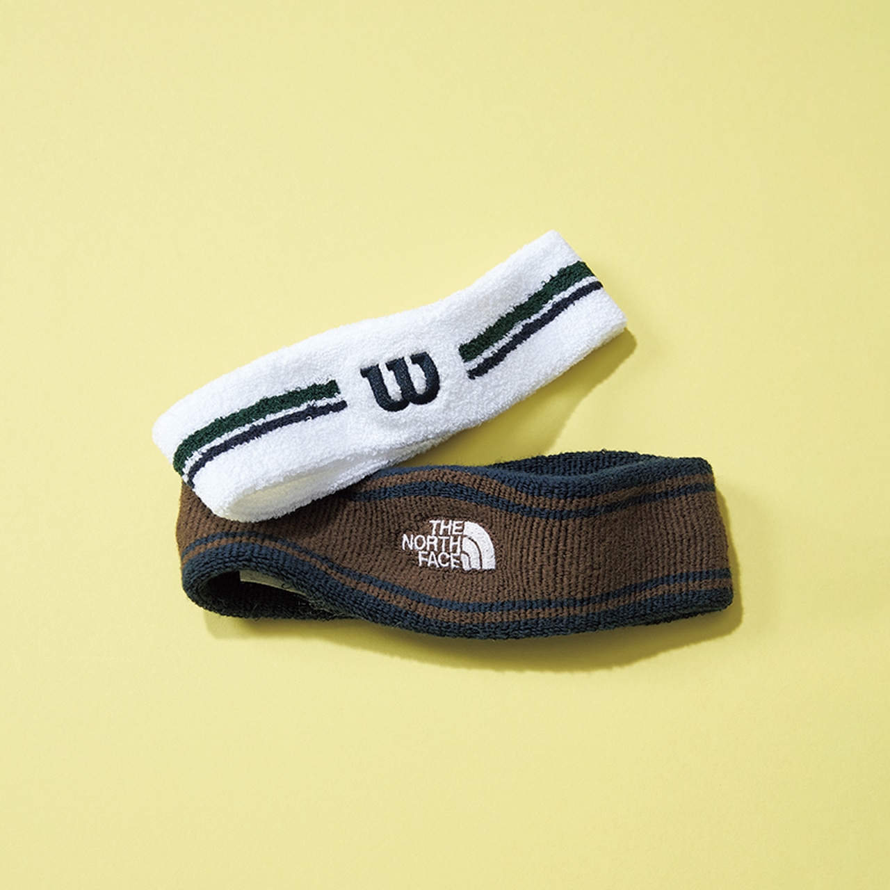 【Wilson（ウイルソン）】（上）￥2200・
【THE NORTH FACE（ザ・ノース・フェイス）】（下）￥5280　ロゴヘッドバンド