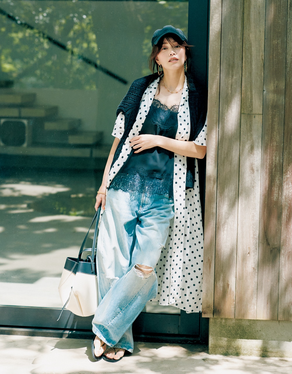 ポルカドットワンピースコーデ 蛯原友里さん