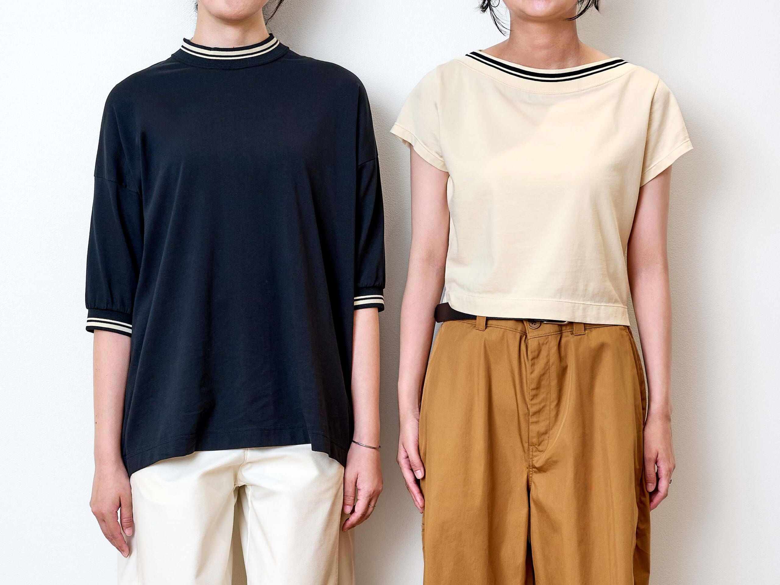 ユニクロ　Fリッソ　Tシャツ着比べ　ボートネックT