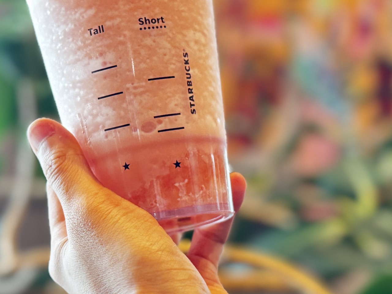 スターバックス「ピーチ & ピーチミルク フラペチーノ®」カップ底