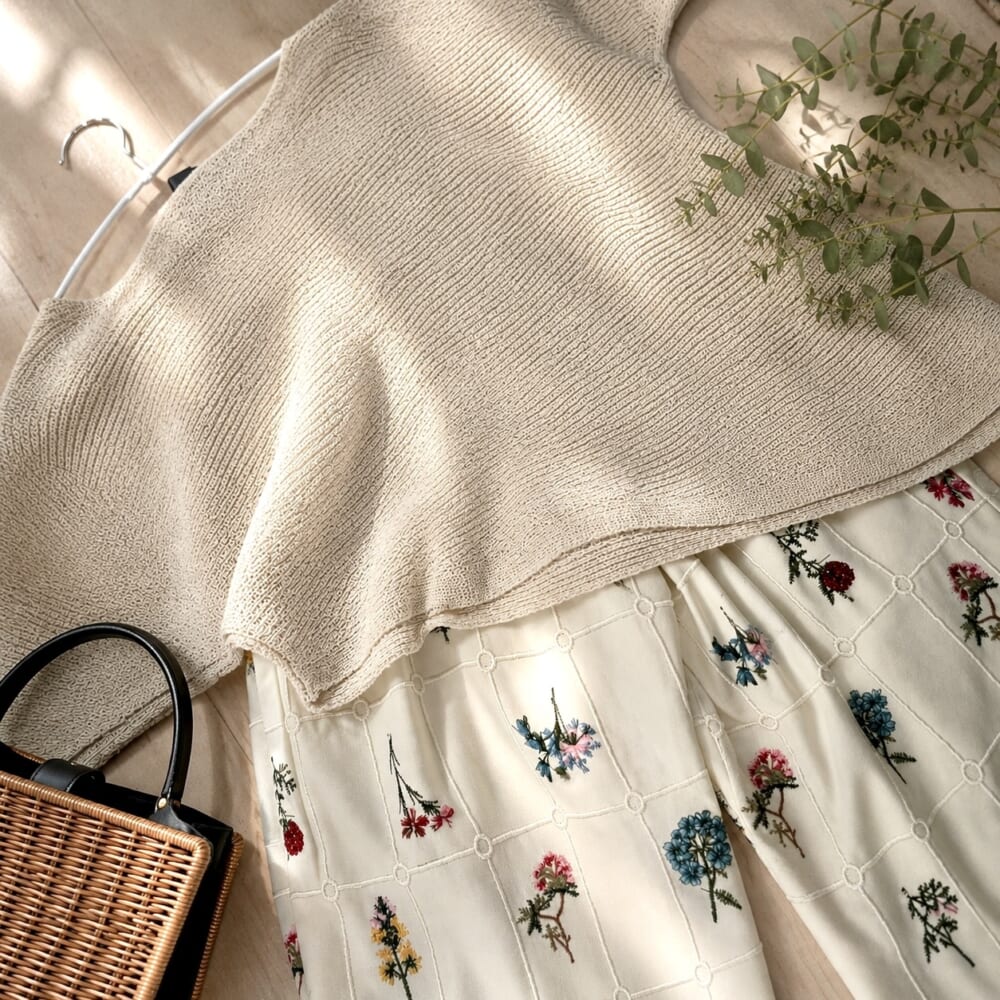 ZARA iena slobe fashion 購入品　夏コーデ　ママコーデ　刺繍パンツ　花柄