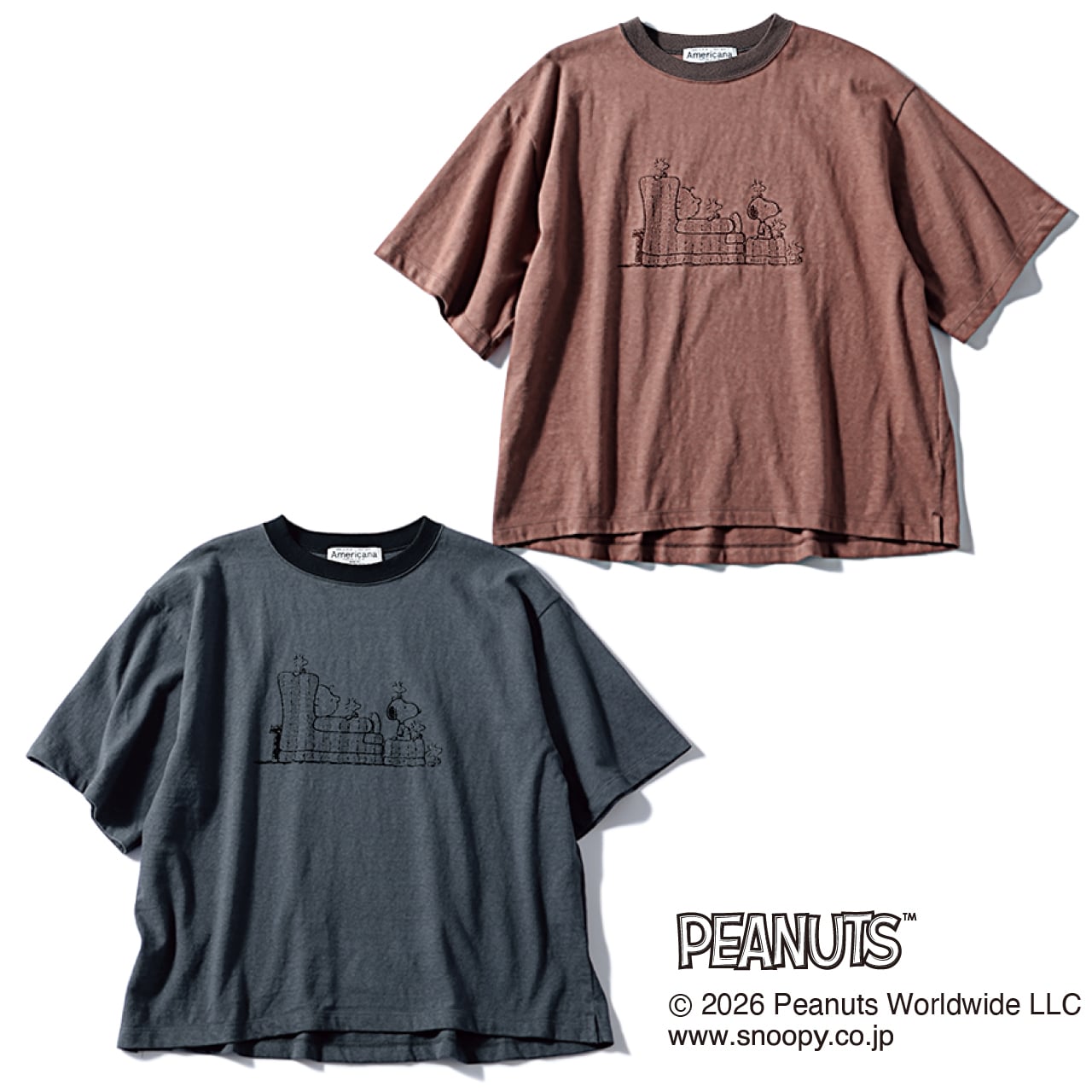 20th Anniv. LEE限定 Americana(アメリカーナ)【洗える】【LEEマルシェ20th別注】SNOOPY プリントTシャツ PEANUTS™ © 2026 Peanuts Worldwide LLC www.snoopy.co.jp