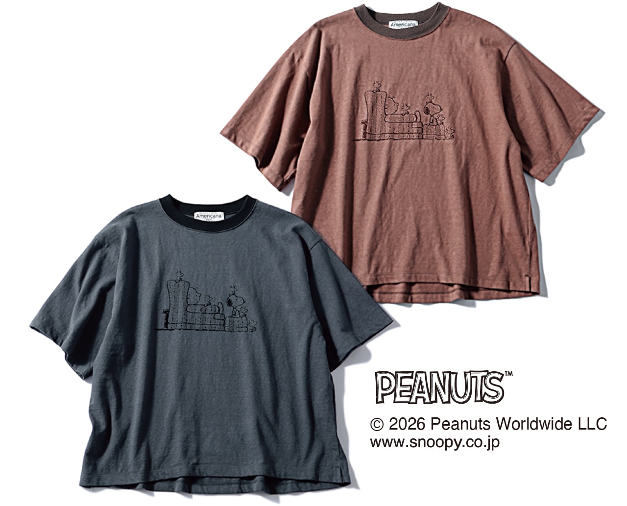 20th Anniv. LEE限定 Americana(アメリカーナ)【洗える】【LEEマルシェ20th別注】SNOOPY プリントTシャツ PEANUTS™ © 2026 Peanuts Worldwide LLC www.snoopy.co.jp