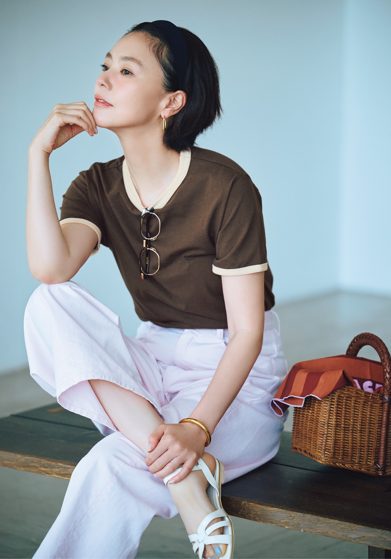 浅見れいなさんの20th Anniv. LEE限定 THE SHINZONE(ザ シンゾーン)【洗える】【福田麻琴さん別注】PACK TEEのコーデ